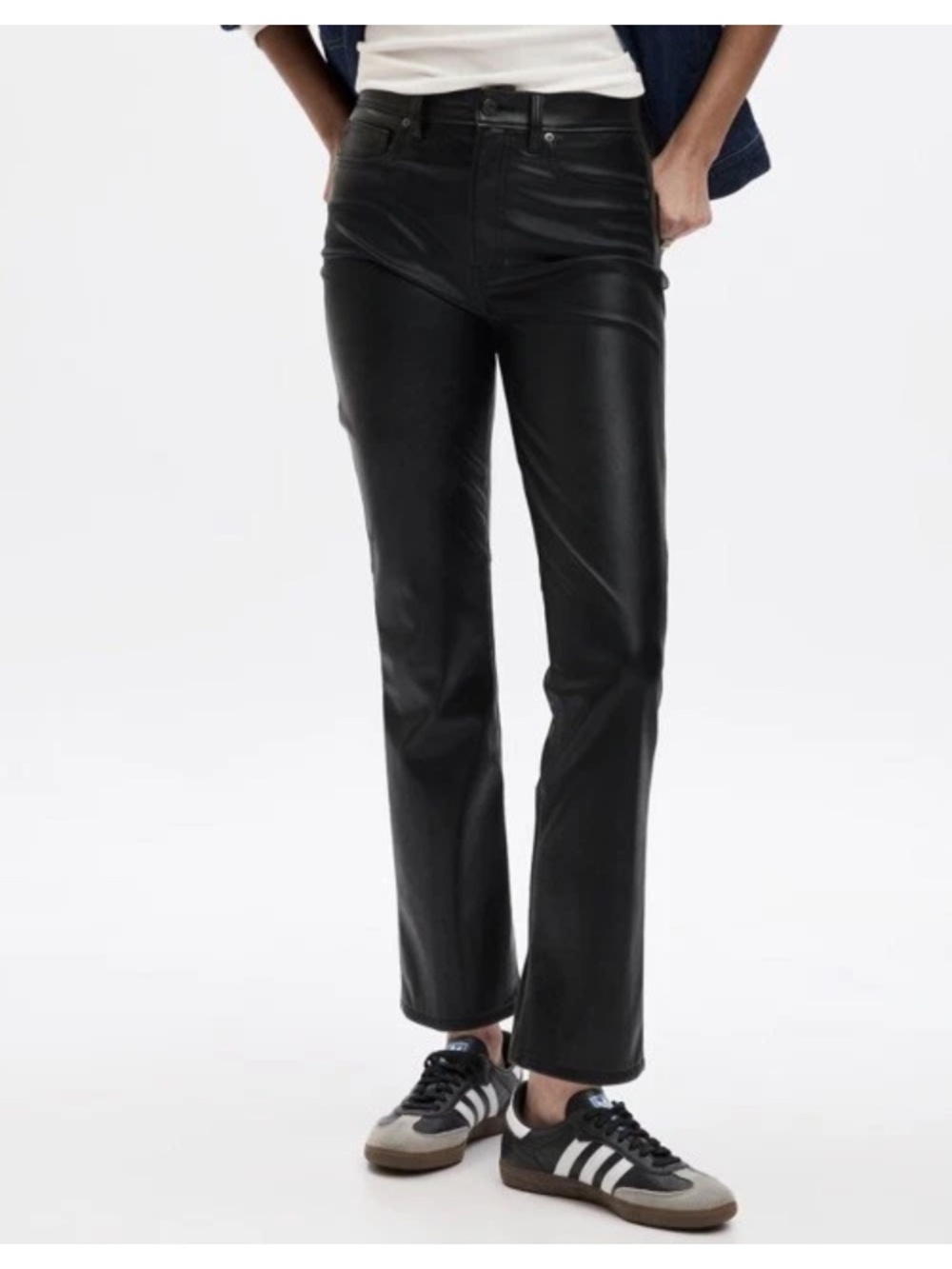 NWOT Gap Womens High Rise Black Faux/Vegan Leather Vintage Slim Pants 24/1